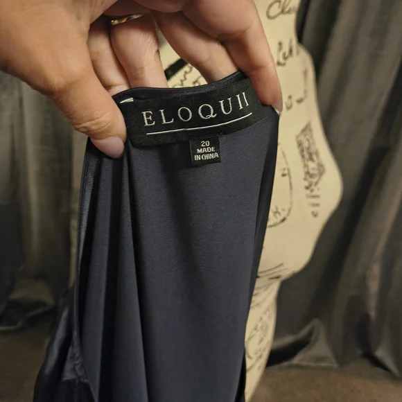 NEW: Eloquii Charcoal Satin Top with Tie - Picture 5 of 6